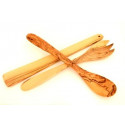 Couverts et Spatule en Bois d'Olivier 36 CM