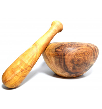 Maja y mortero de madera de olivo 15 CM 
