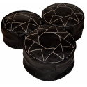 Leather pouf - Round leather ottoman Black 