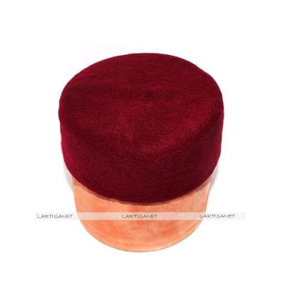 Red Dark Wool Fez Hat