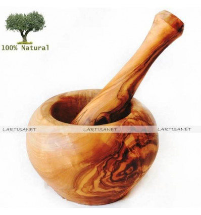 Maja y mortero de madera de olivo 10 CM 