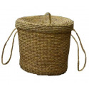 Wicker Lidded Baskets with Carrying Straps