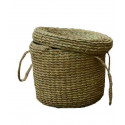 Wicker Lidded Baskets with Carrying Straps
