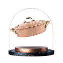 Hammered copper sauté pan with handles and lid - hammered copper cookware